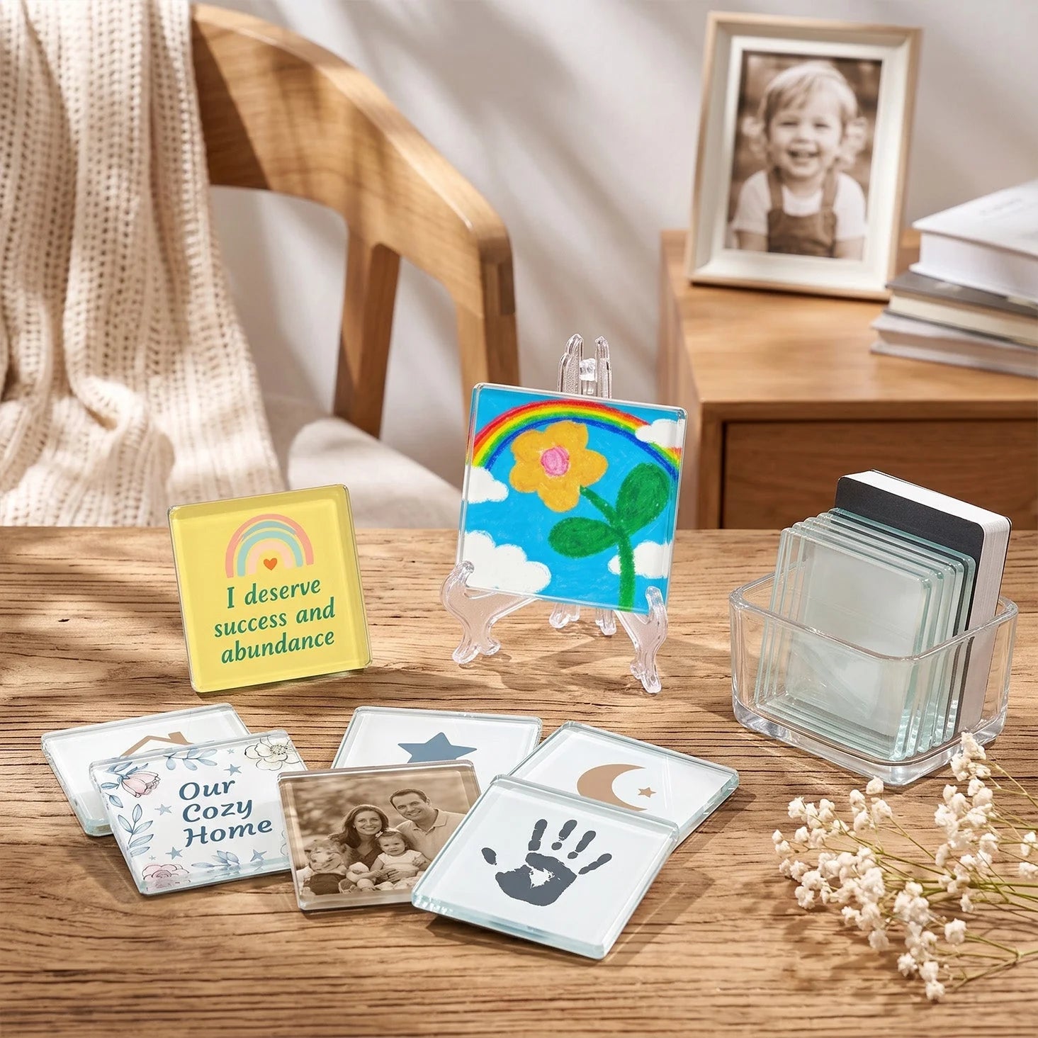 Magnetic Photo Frame Crystal-Clear Acrylic & Peel-And-Stick