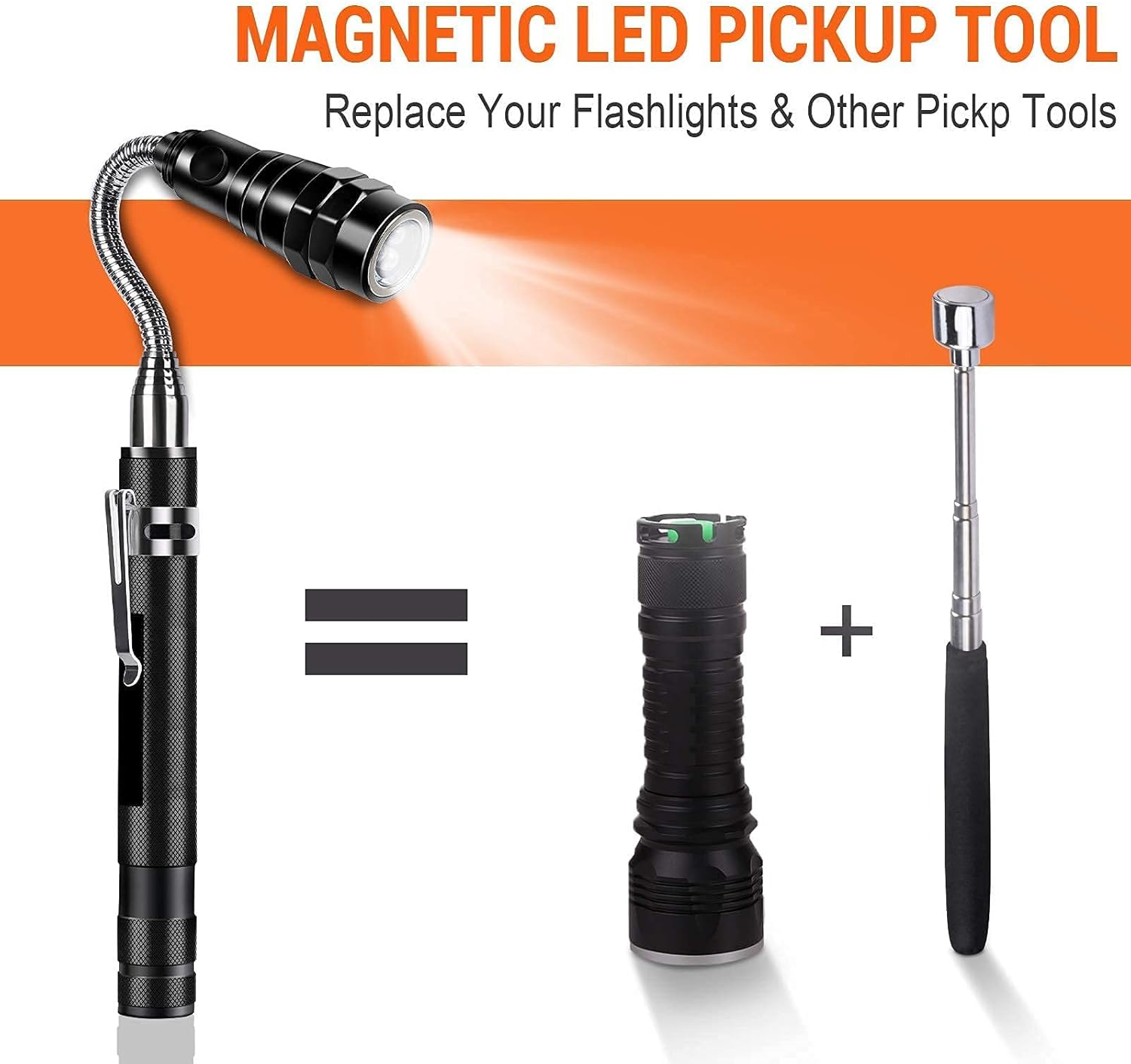 Magnetic Pickup Tool Neodymium Magnet 22.6-Inch Extendable Built-In LED