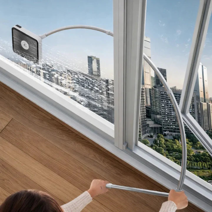 Magnetic Window Cleaner Two-Sided Stainless Steel Bracket Extendable Handle