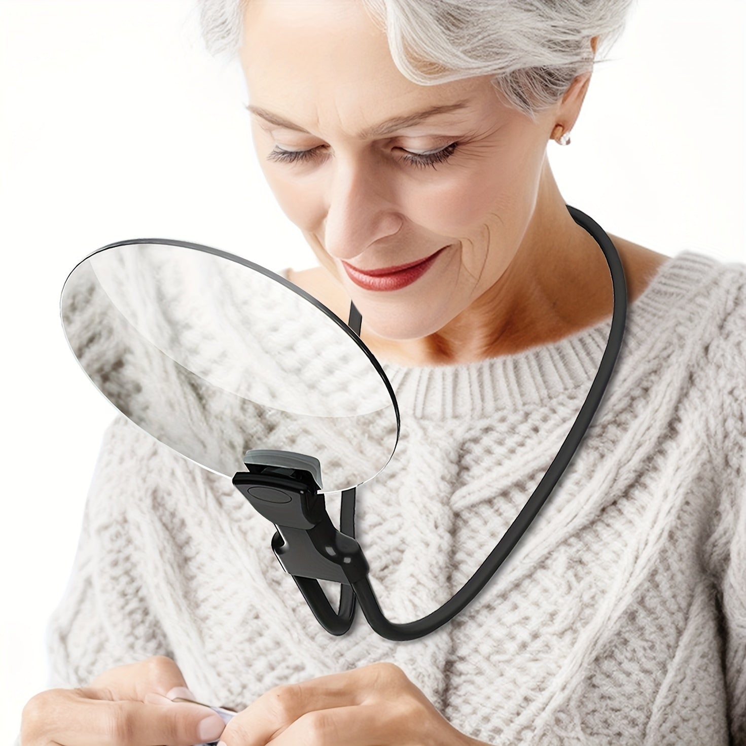Magnifying Glasses Hands-Free Neckband & Flexible Gooseneck 5x Magnification