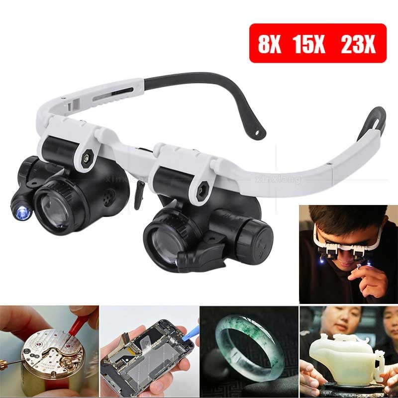 Magnifying Headlamp Interchangeable 8x 15x 23x Lenses & LED