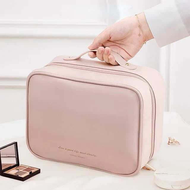 Makeup Bag Clear Compartments Water-Resistant Travel Organizer