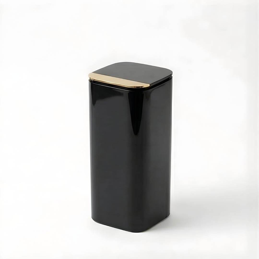 Makeup Brush Holder 4-Compartment Spring-Loaded Lift & Dustproof Lid