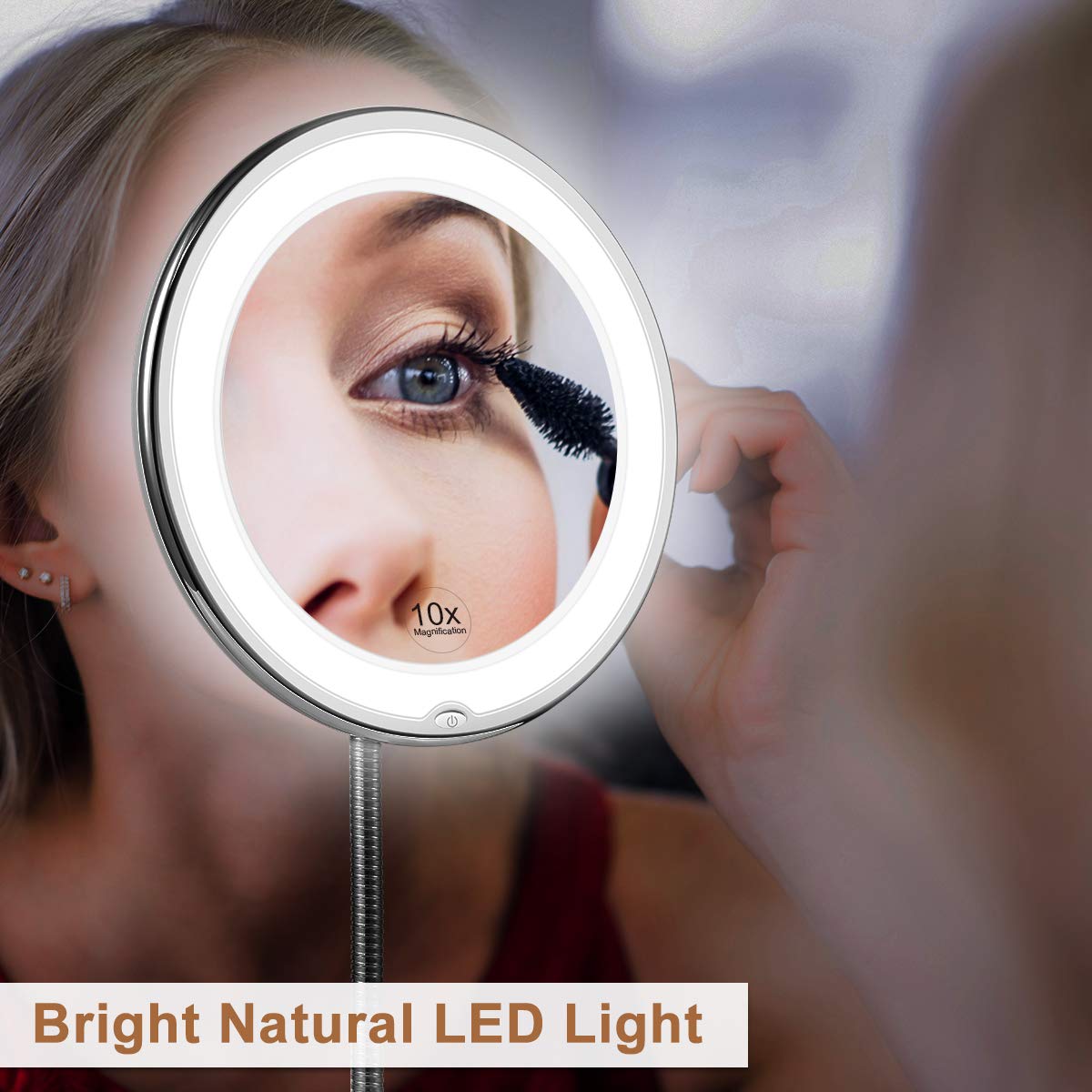 Makeup Mirror 10x Magnification Daylight LED Flexible Gooseneck