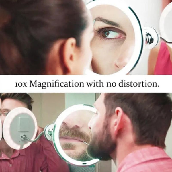 Makeup Mirror 10x Magnification Daylight LED Flexible Gooseneck