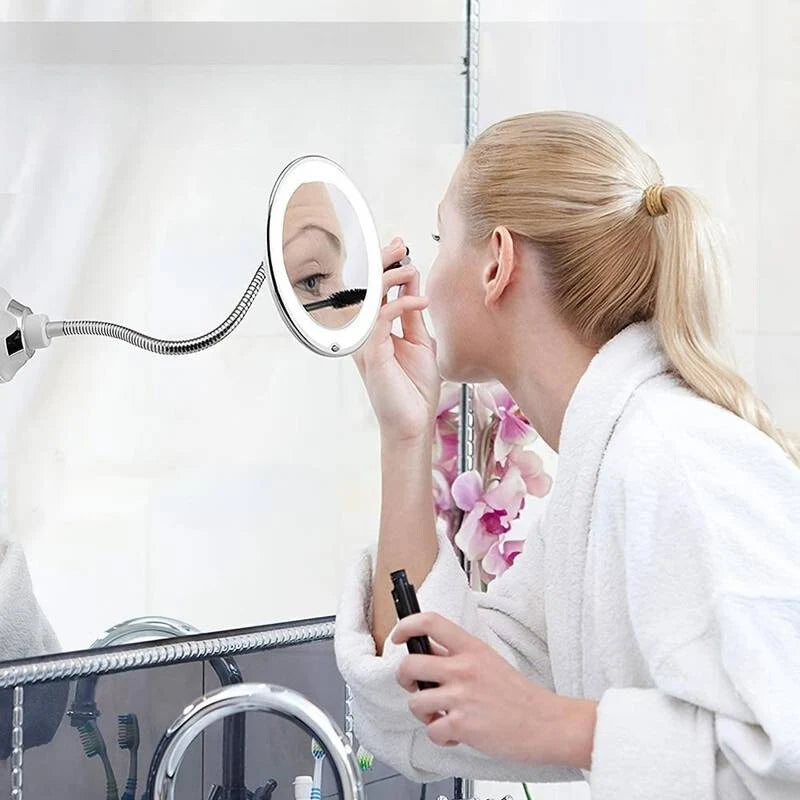 Makeup Mirror 10x Magnification LED Suction Mount