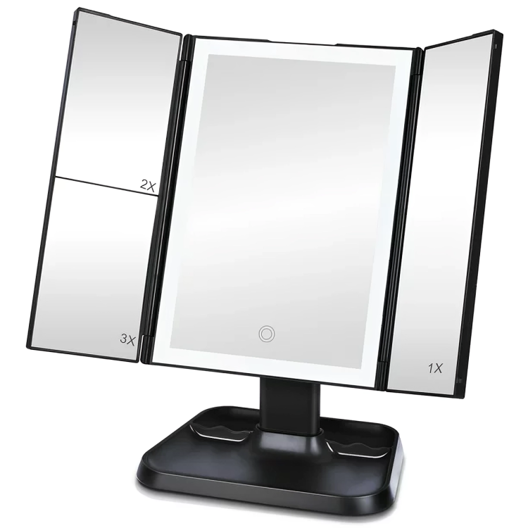 Makeup Mirror Foldable Tri-Color LED USB-C Rechargeable