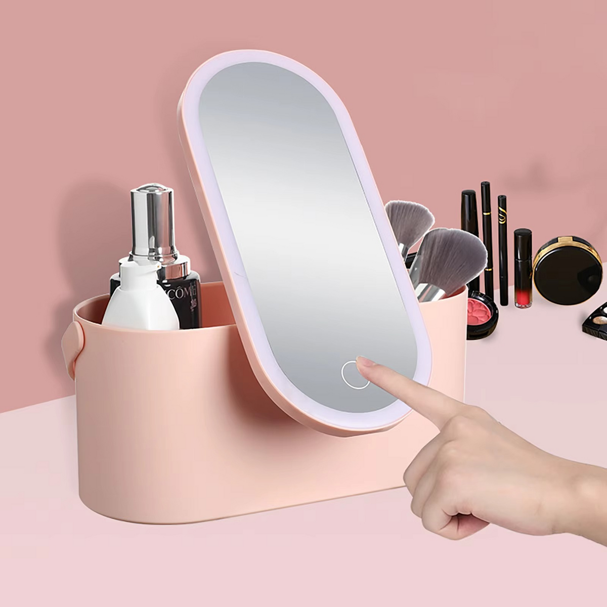 Makeup Mirror Lighted & Foldable Travel Organizer