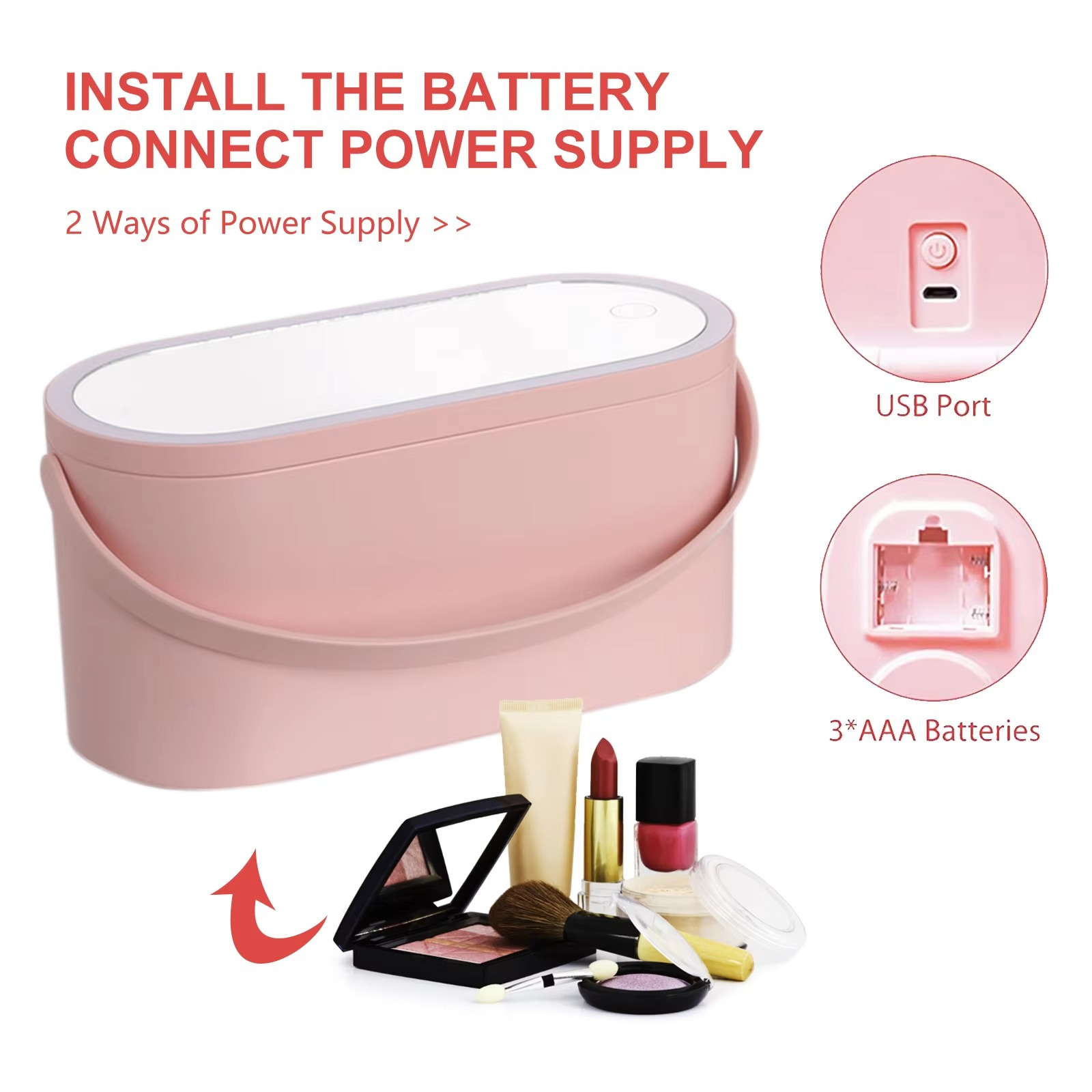 Makeup Mirror Lighted & Foldable Travel Organizer
