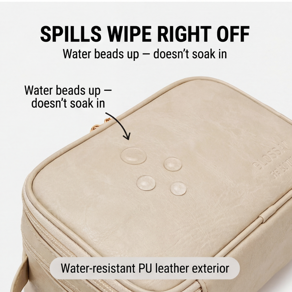 Makeup Organizer Flat-Folding Dual-Zip Integrated Brush Protectors