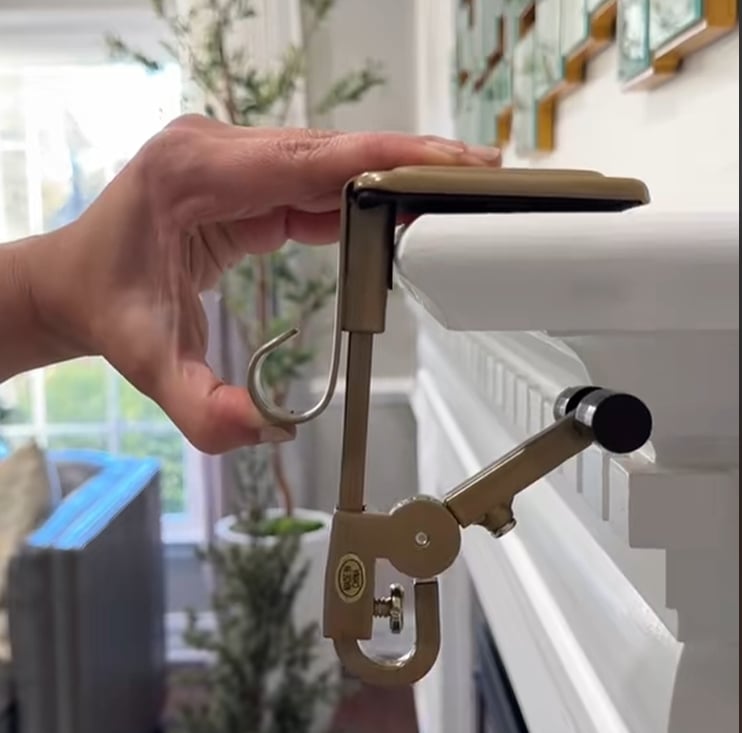 Mantel Stocking Holder Adjustable Double Hooks & Rubber Pads