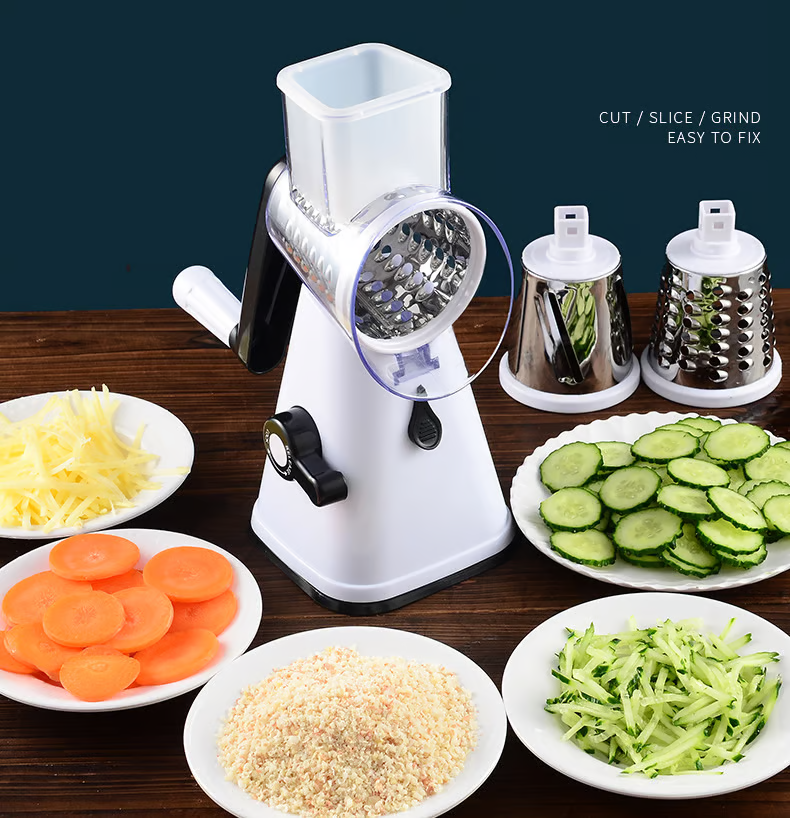 Manual Rotary Grater Stainless Steel Drums & Suction Base
