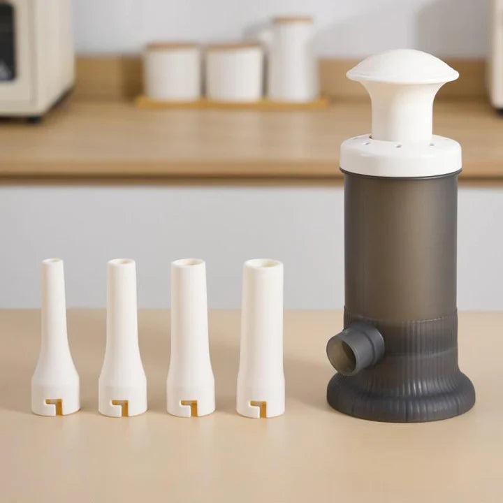 Manual Sausage Stuffer Controlled Plunger Food-Safe Polypropylene 4 Nozzles