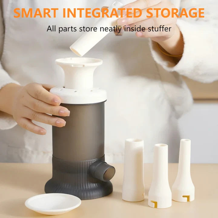 Manual Sausage Stuffer Controlled Plunger Food-Safe Polypropylene 4 Nozzles