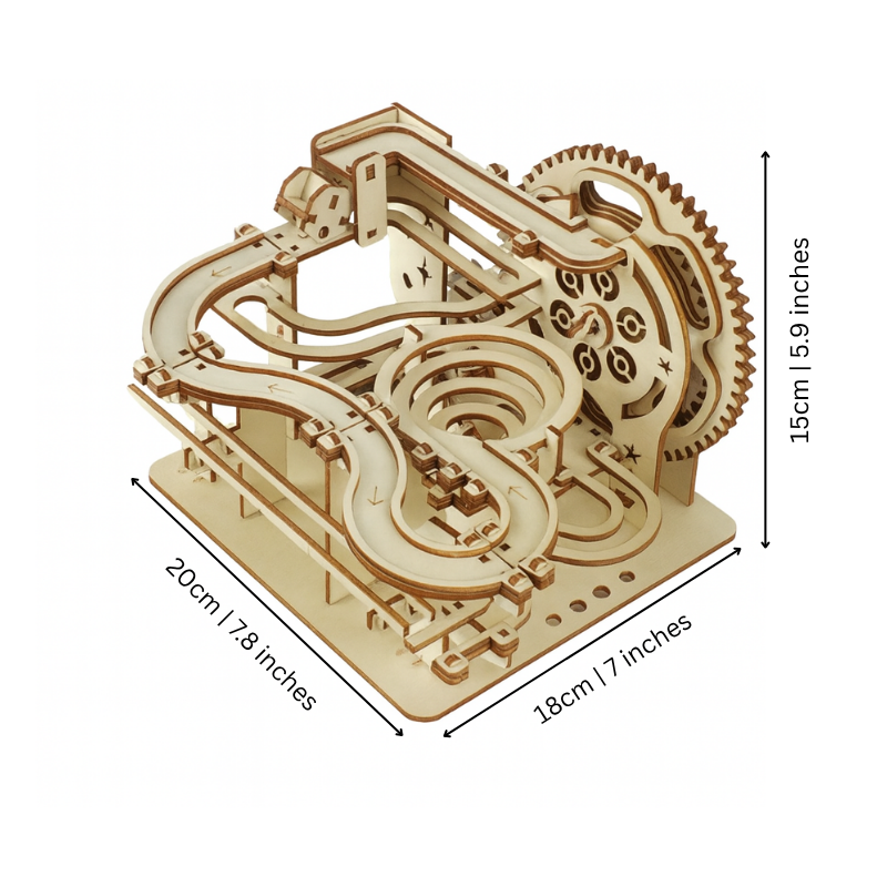 Marble Run Kit Wooden Laser Cut Manual Gear Crank
