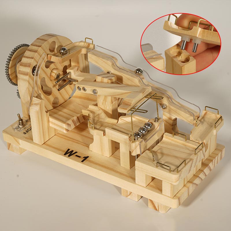 Marble Run Toy Solid Wood & Metal Gears Continuous Movement