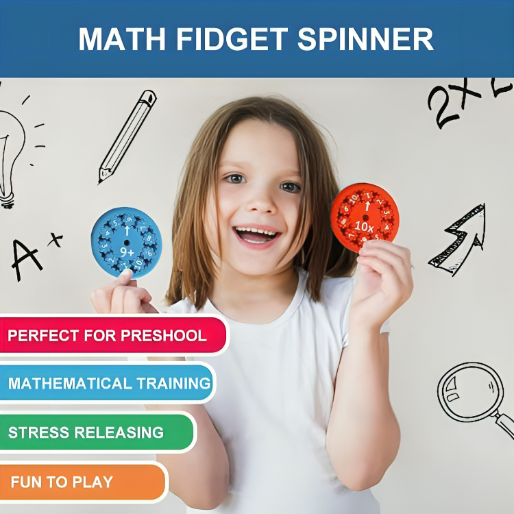 Math Fidget Set Colorful Spinning 9-Piece