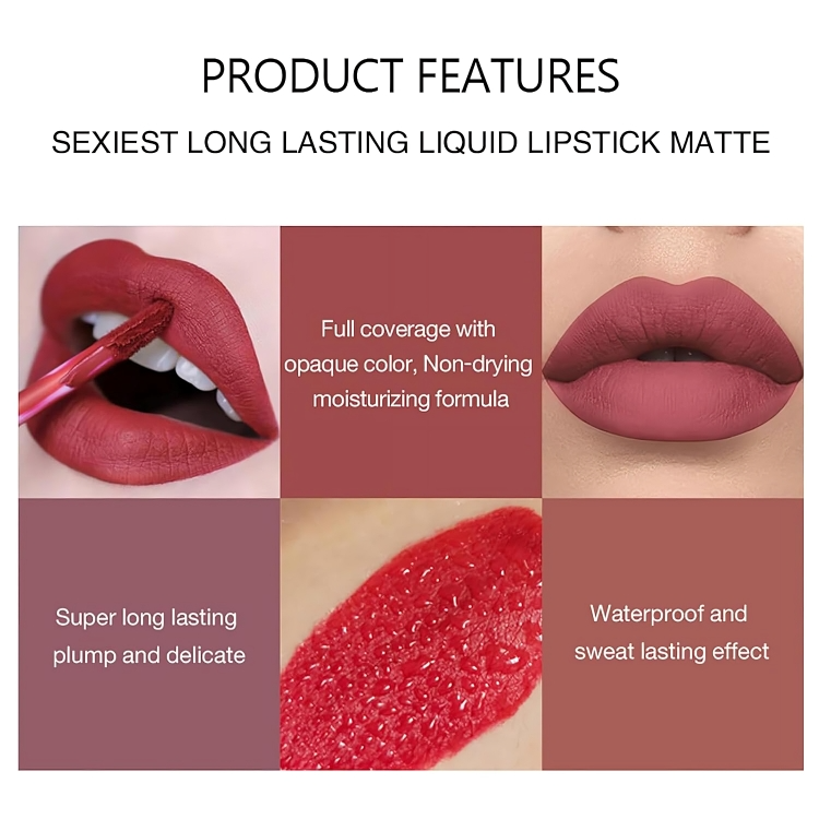 Matte Liquid Lipstick Set Long-Lasting Waterproof Vitamin E