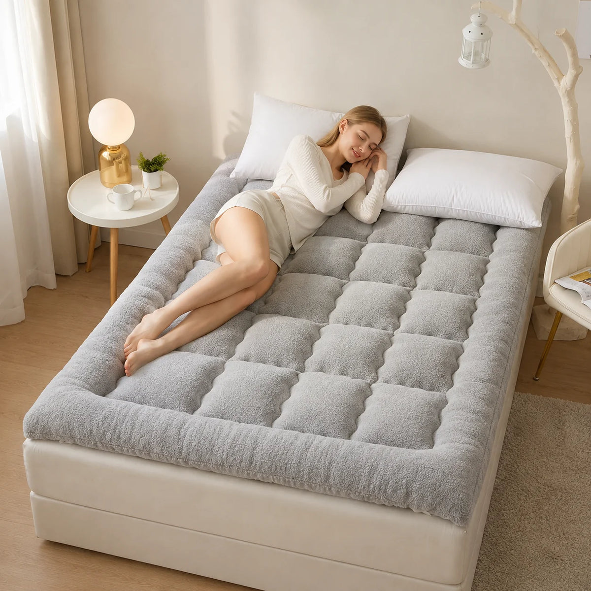Mattress Topper Box-Quilted All-Season Elastic Corners