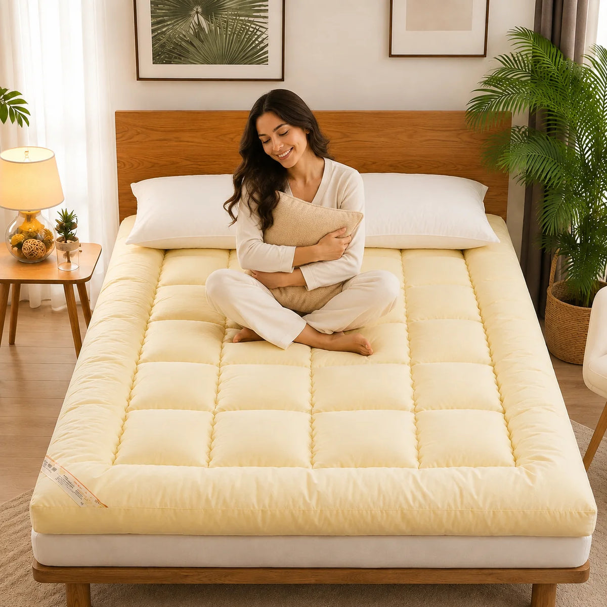 Mattress Topper Box-Quilted All-Season Elastic Corners
