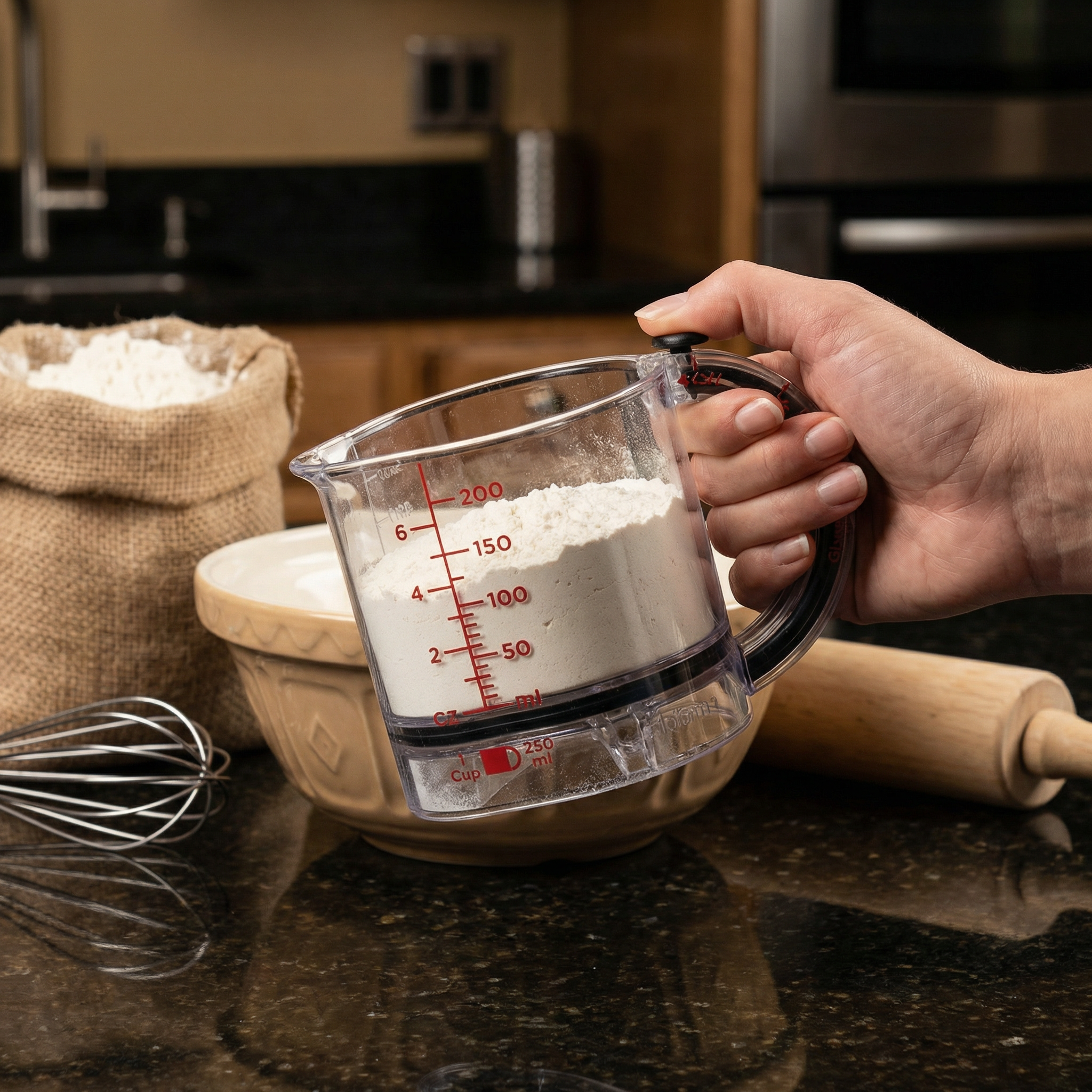 Measuring Cup Adjustable System Integrated Scraper & Non-Slip Base