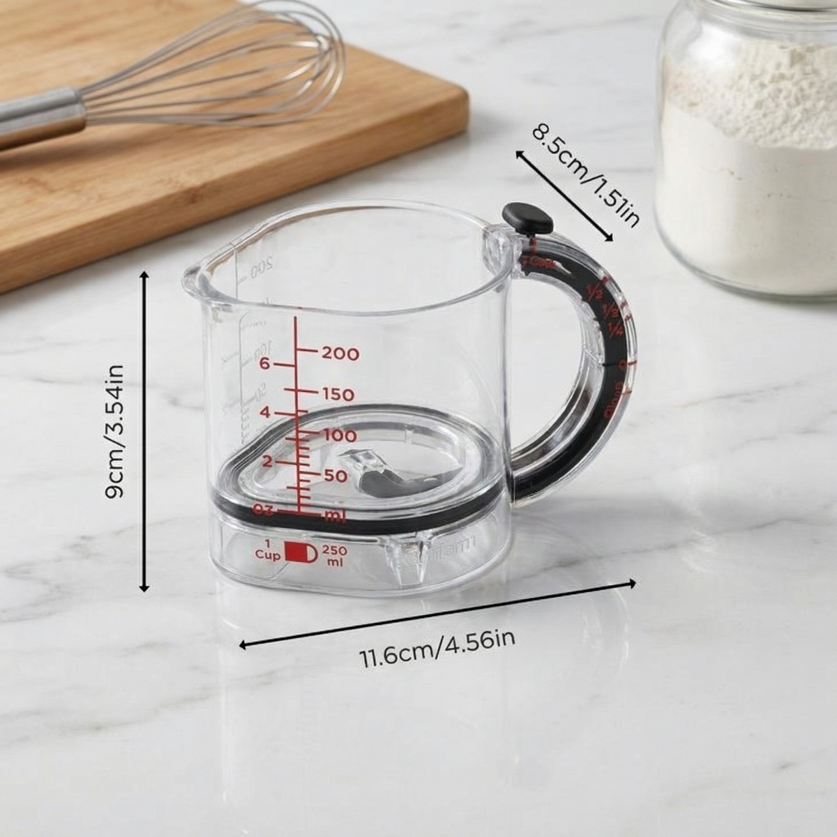 Measuring Cup Adjustable System Integrated Scraper & Non-Slip Base
