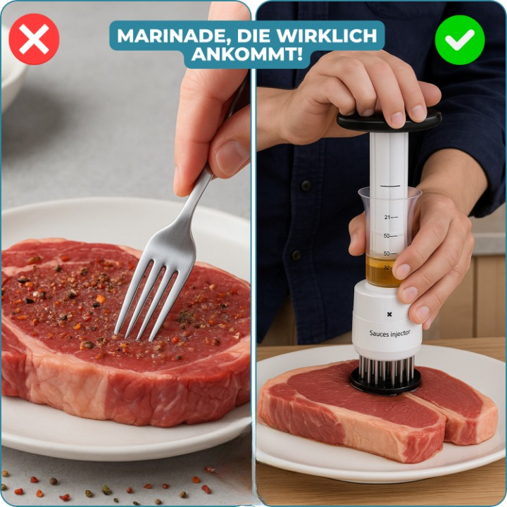 Meat Marinade Injector Integrated Tenderizer Blades Stainless Steel Needles