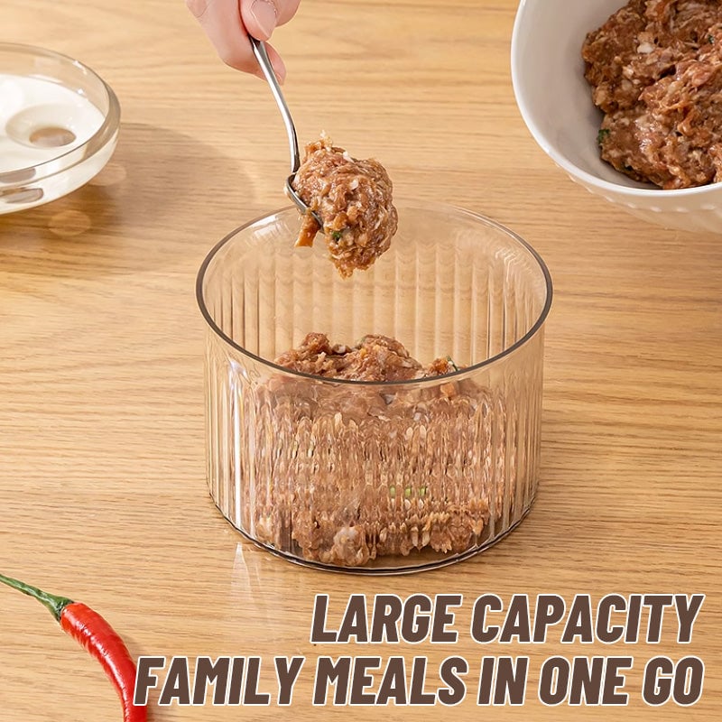 Meatball Press Even Shaping Glass Container & Airtight Lid