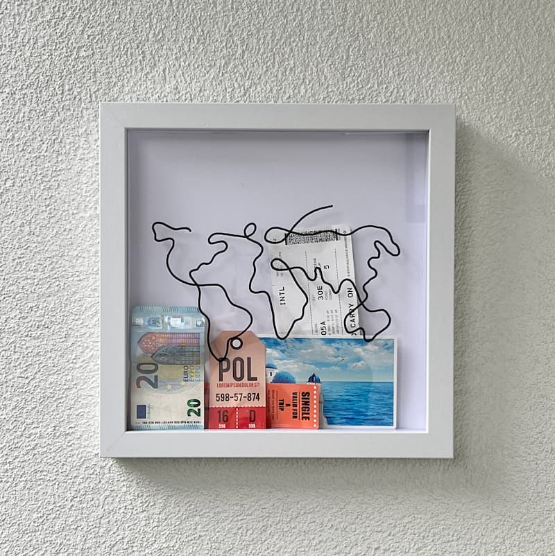 Memory Box World Map Design Glass Front Top Slot
