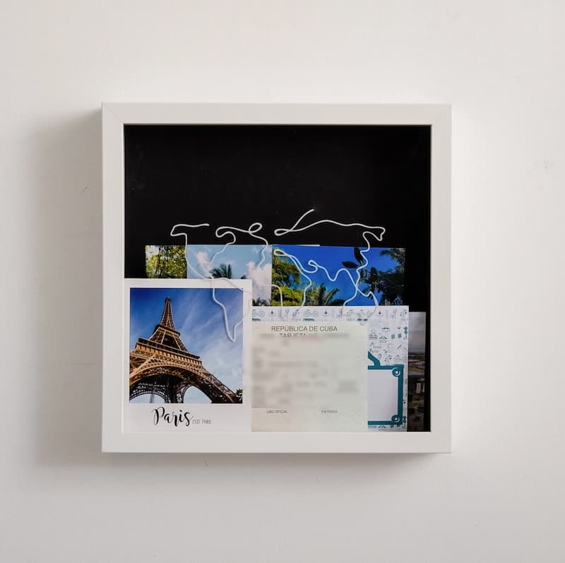 Memory Box World Map Design Glass Front Top Slot