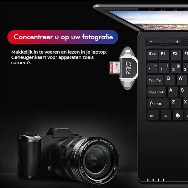 Memory Card Reader 4-in-1 USB-C & Lightning Keychain