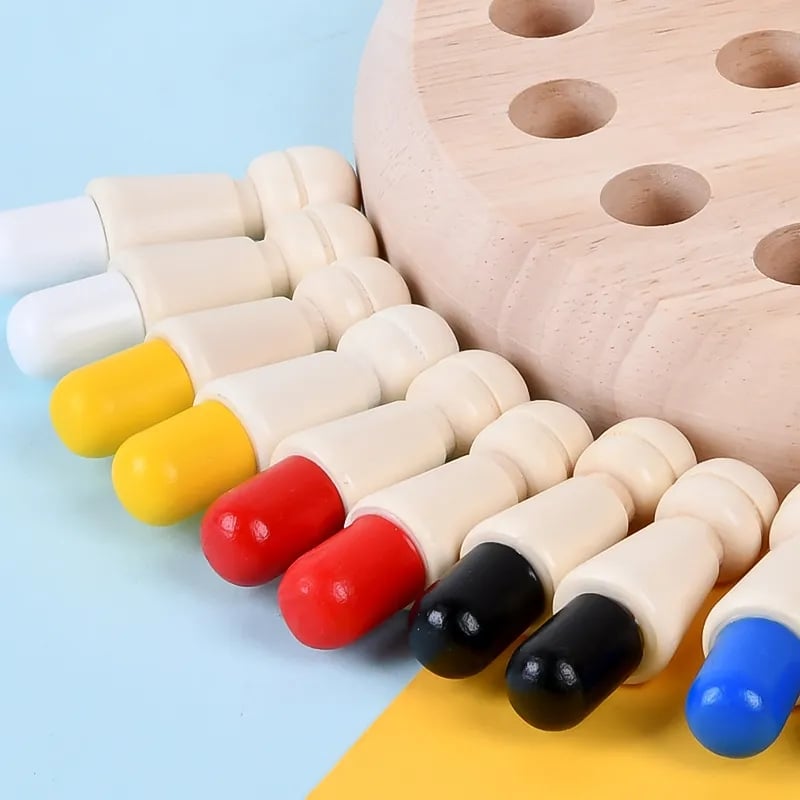 Memory Game Wooden Natural Non-Toxic 24 Pegs