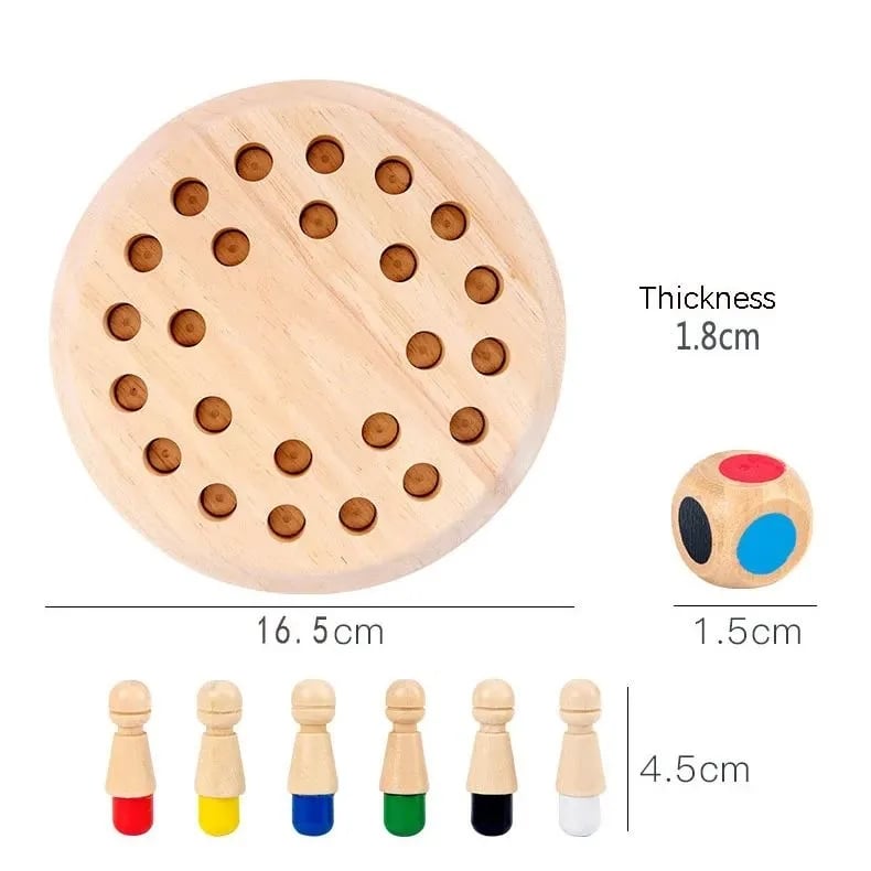 Memory Game Wooden Natural Non-Toxic 24 Pegs