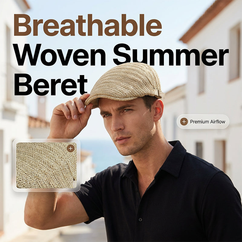 Men's Cap Breathable Herringbone Adjustable Fit & UV Protection
