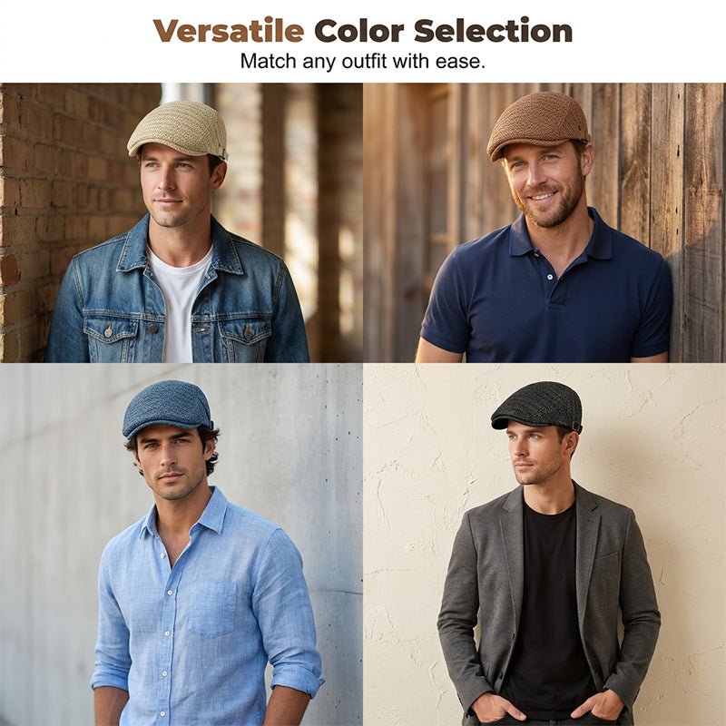 Men's Cap Breathable Herringbone Adjustable Fit & UV Protection