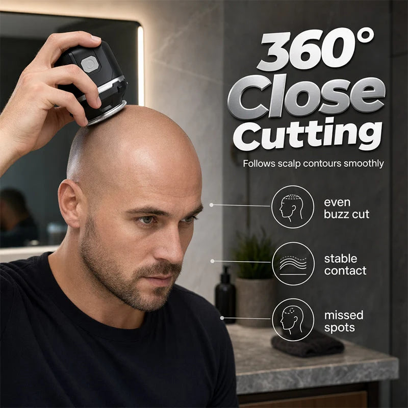 Men's Head Shaver Cordless 6-Hour Stainless Steel Blades