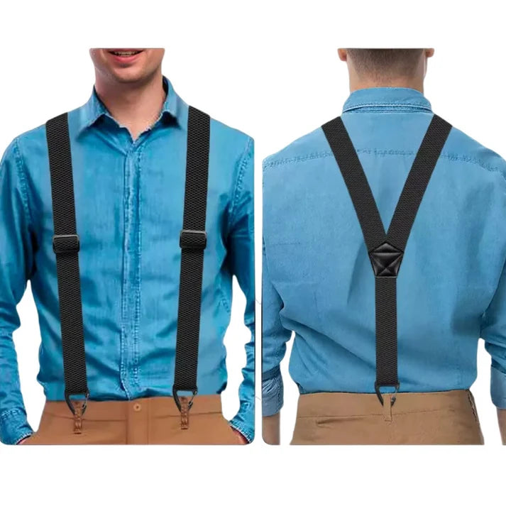 Men's Suspenders 1.5 Inch Wide X-Back Hook Clips