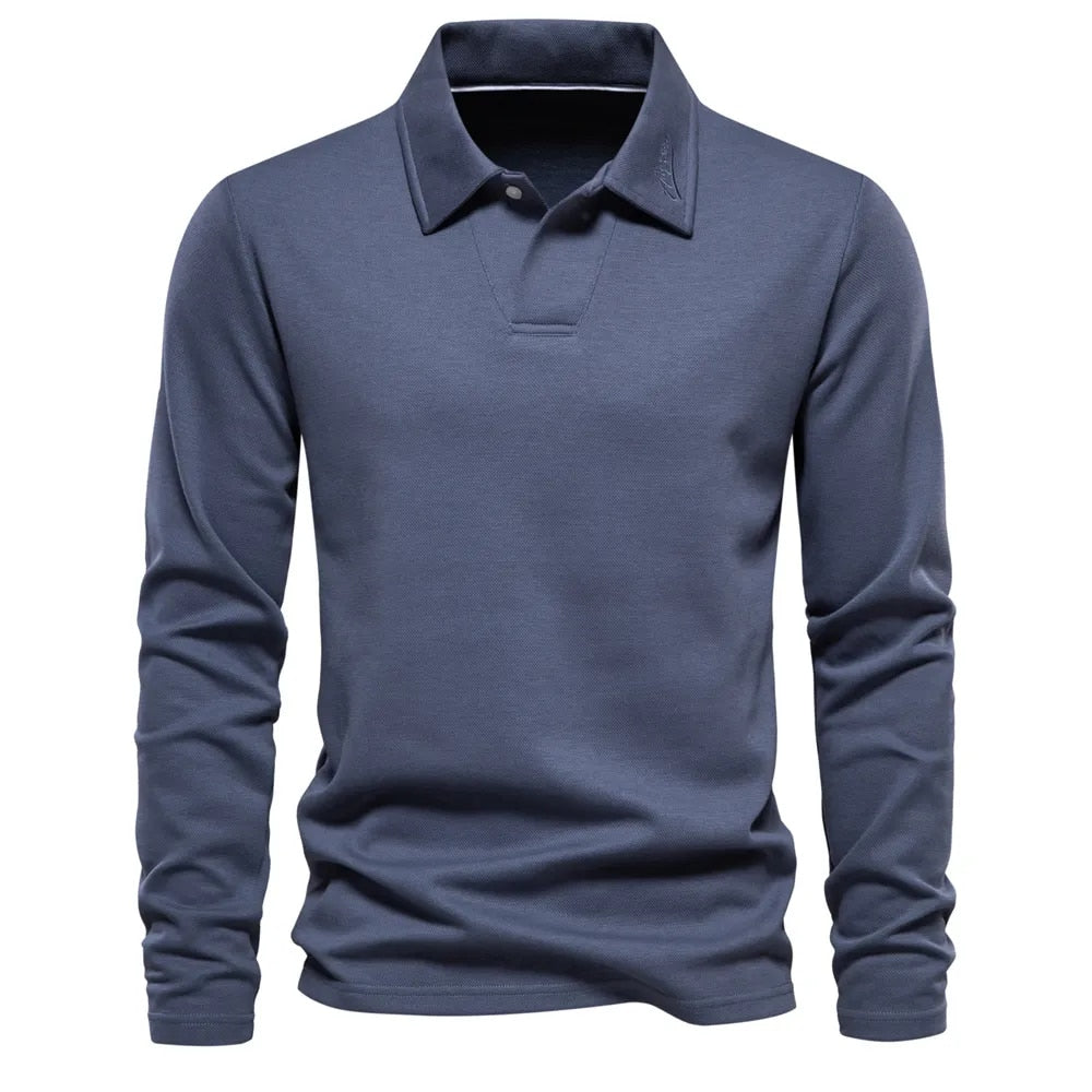 Men's Sweater Cotton Blend Lapel Collar Wrinkle Free