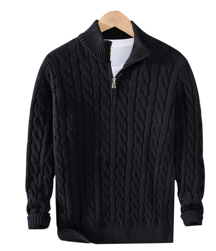 Men's Sweater Soft-Lined High Collar Zipper