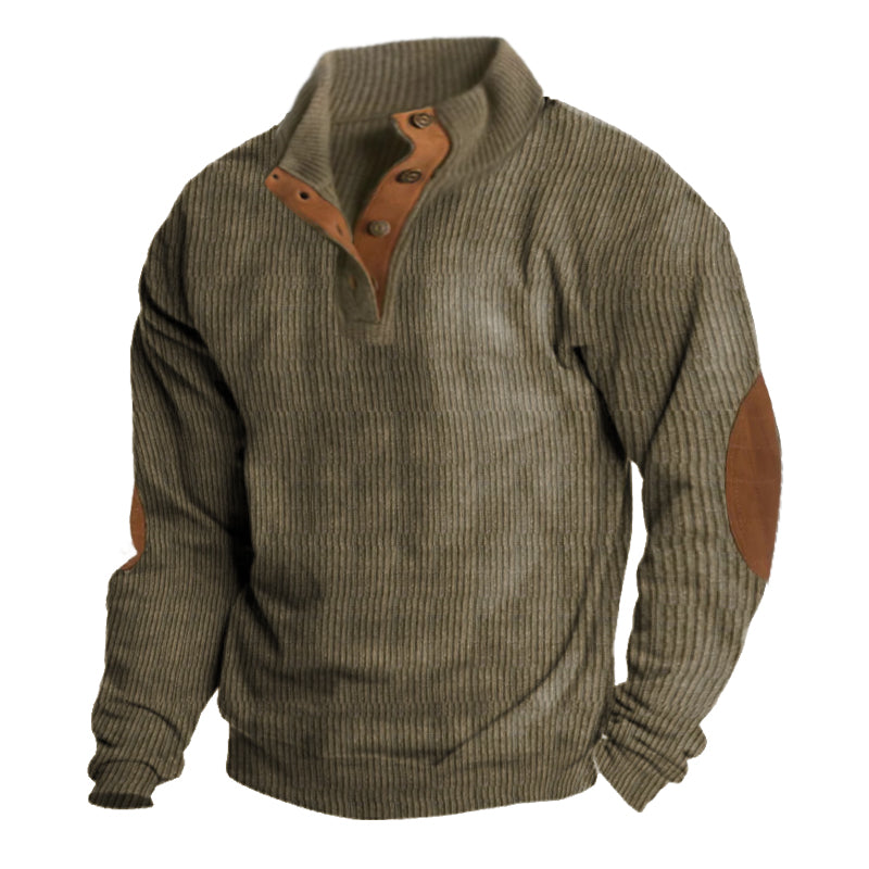 Men's Sweatshirt Ribbed Knit Lightweight Stand-Up Collar