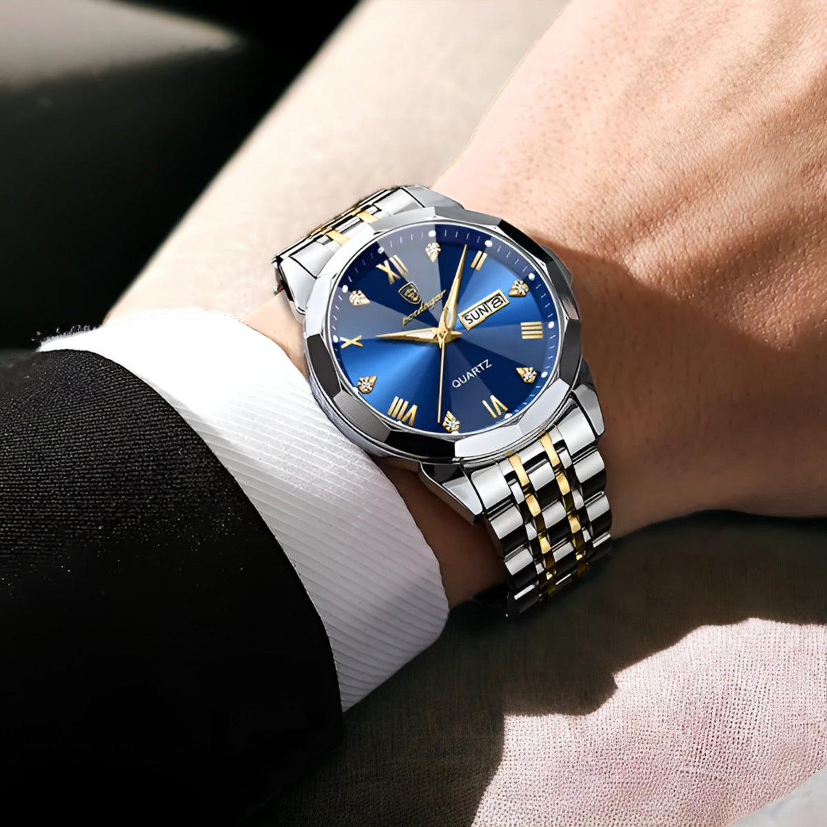 Men's Watch Quartz Movement Stainless Steel Day-Date