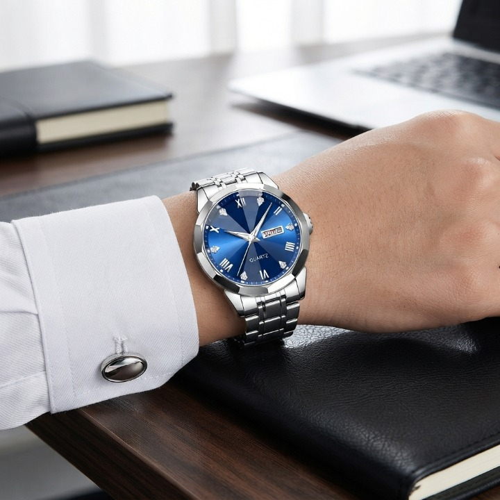 Men's Watch Quartz Movement Stainless Steel Day-Date