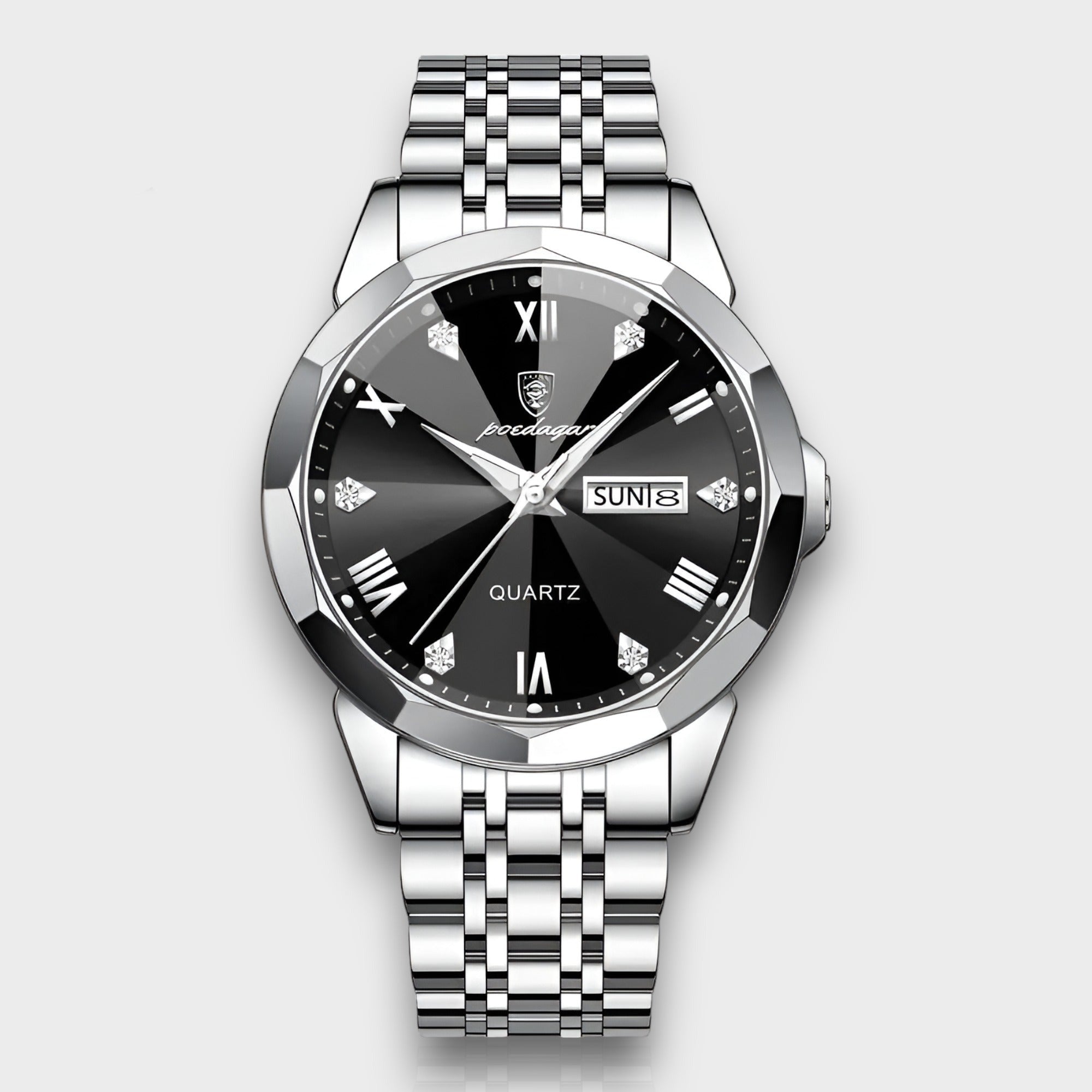 Men's Watch Quartz Movement Stainless Steel Day-Date