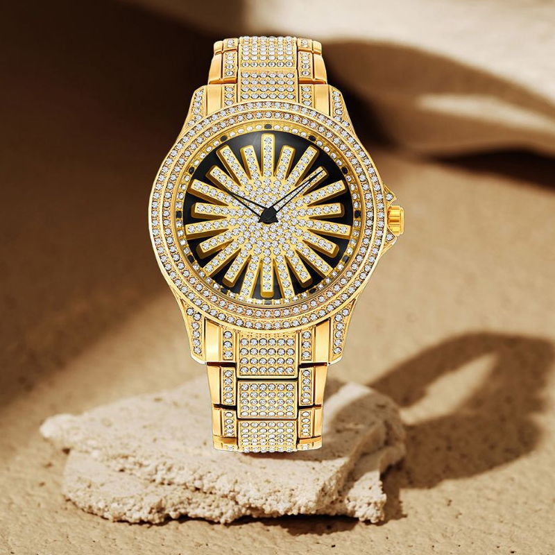 Men's Watch Rotating Bezel Crystal Setting & Mineral Glass