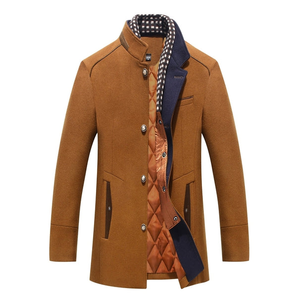 Men's Wool Coat Persian Wool Blend Detachable Zipper Collar