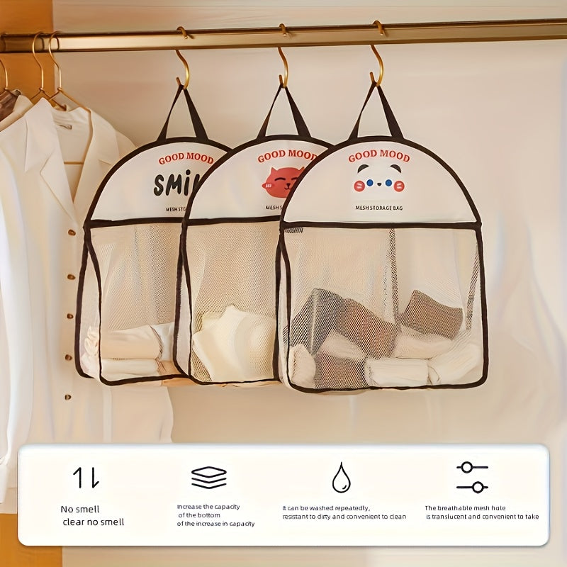 Mesh Storage Bag Breathable Foldable Metal Hooks