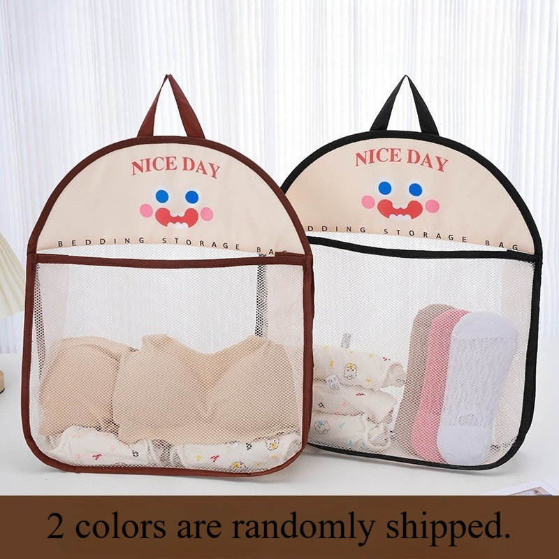 Mesh Storage Bag Breathable Foldable Metal Hooks
