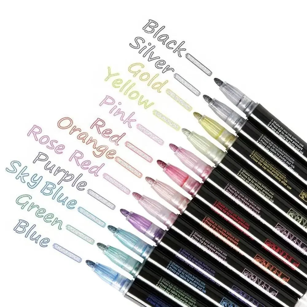 Metallic Marker Set Non-Toxic Ink Multi-Surface Ergonomic Grip