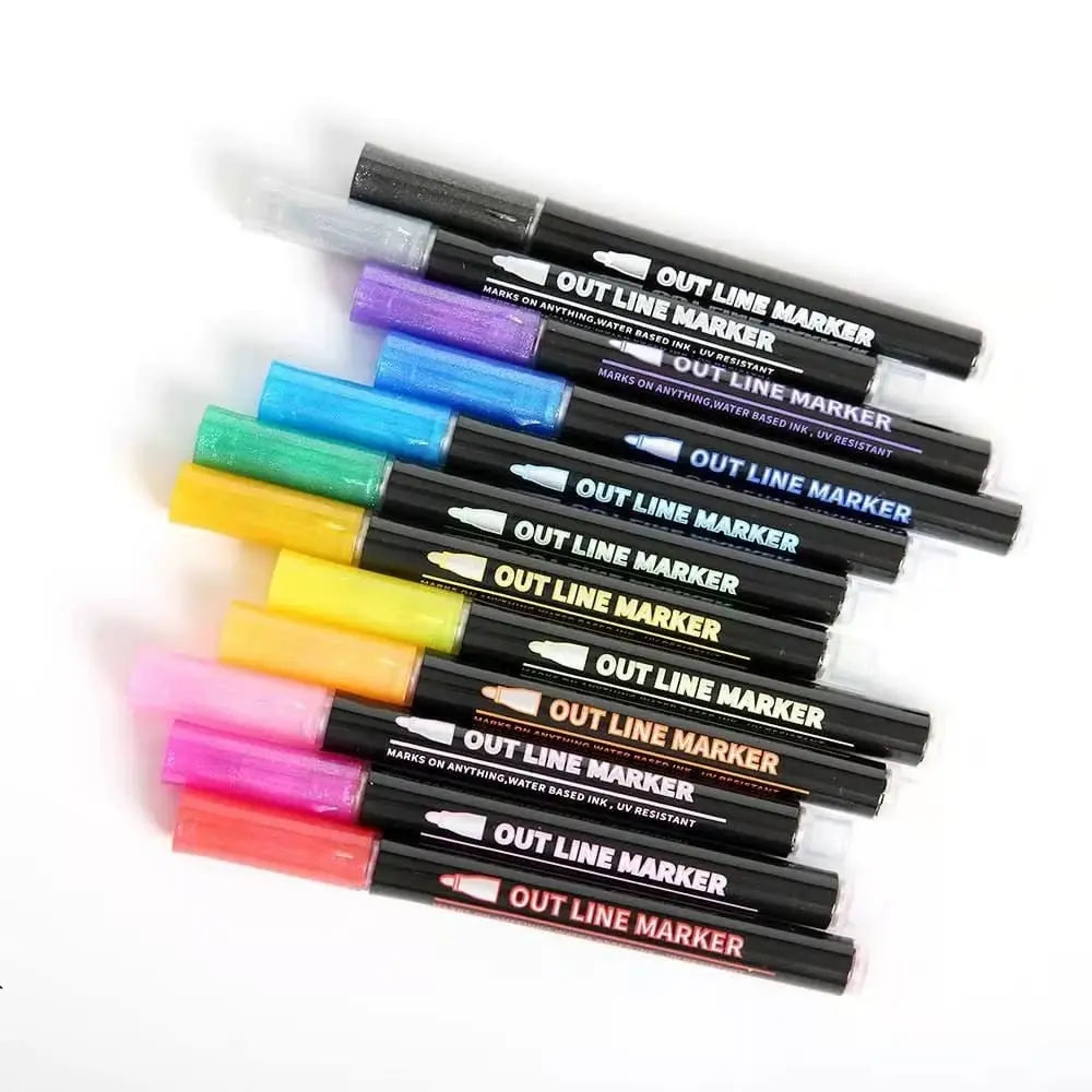 Metallic Marker Set Non-Toxic Ink Multi-Surface Ergonomic Grip