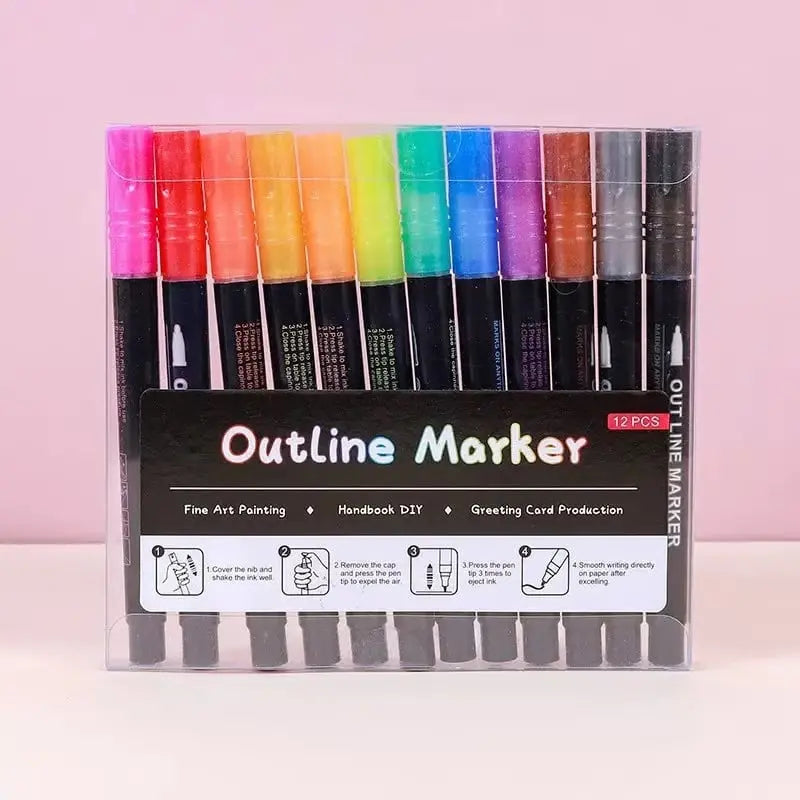 Metallic Marker Set Non-Toxic Ink Multi-Surface Ergonomic Grip